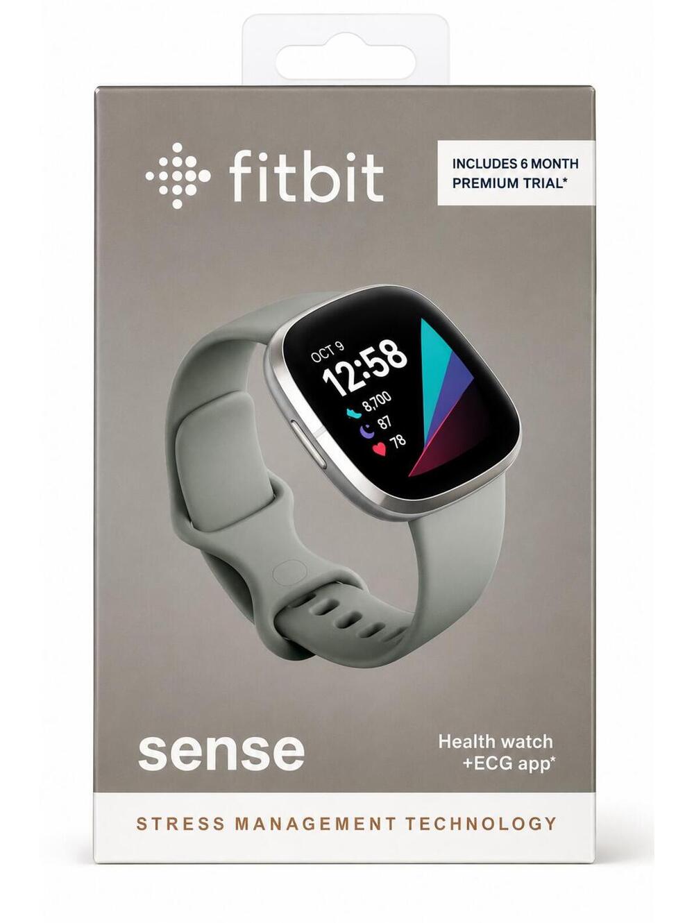 Fitbit Sense Health Smartwatch Sage Gray/Silver GPS ECG | NIB